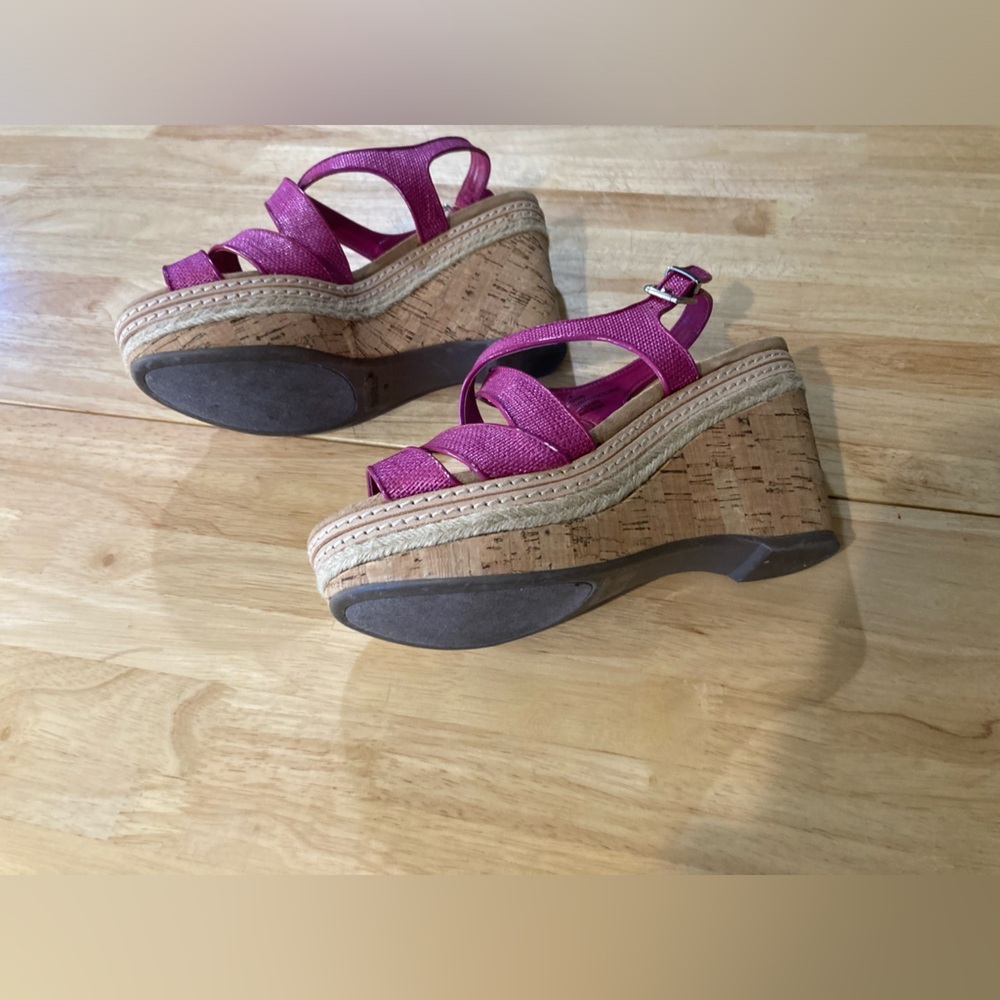 White House Black Market Pink Cork Wedge Sandals
